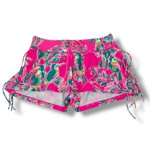 Lilly Pulitzer Swim Board Shorts Women’s Small Pink Toucan Tropical Drawstring